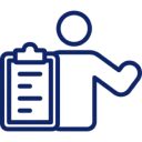 Person icon with a clipboard outline.