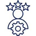 Person icon with stars and gear symbol.